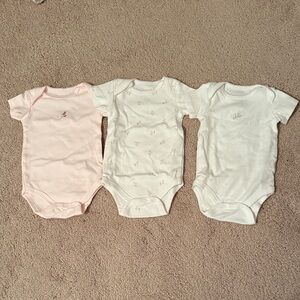 3-6 Month Bodysuit Set - Pink and White